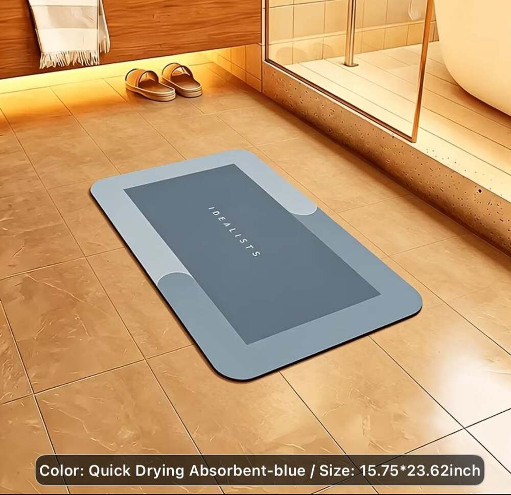 Idealists Quick Drying Absorbent Blue Diatom Mud Bath Mat 15.75x23.62in